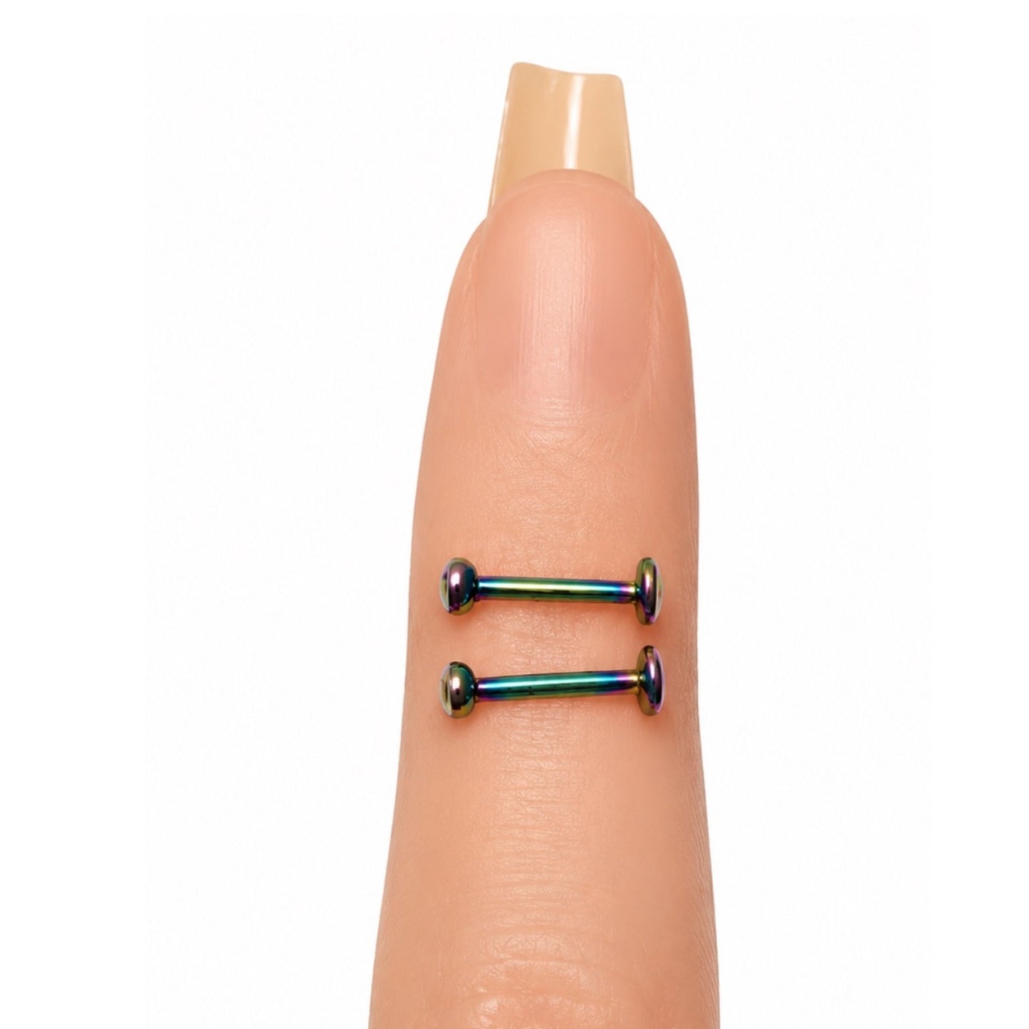 Rainbow Stainless Steel CZ Stud Earrings – Flat Back 16G
