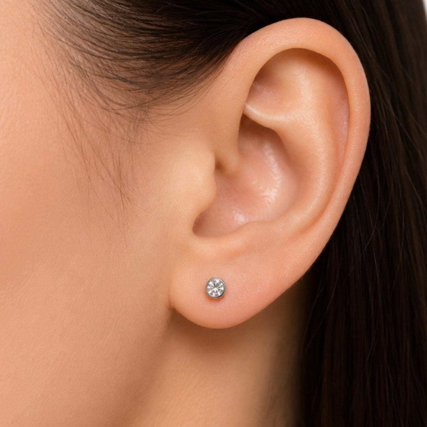 Rainbow Stainless Steel CZ Stud Earrings – Flat Back 16G