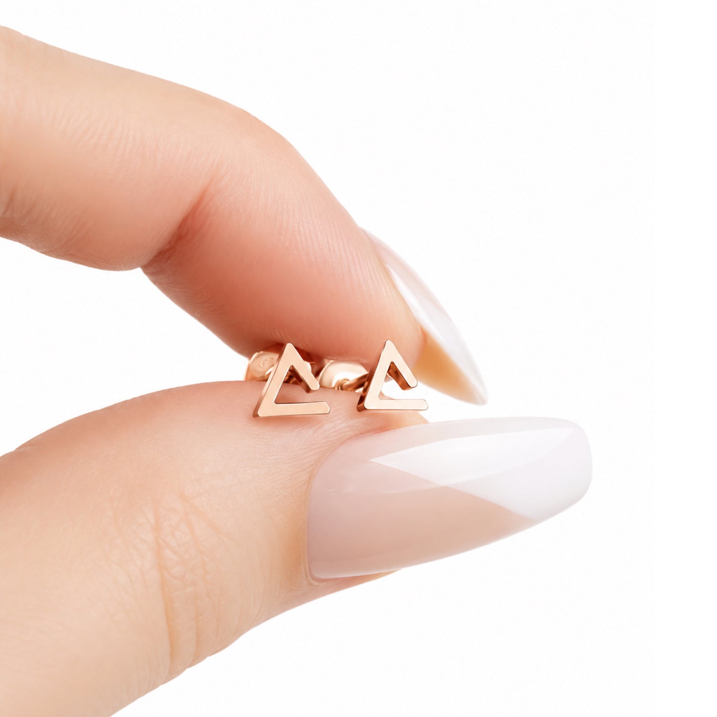 Rose Gold Triangle Flat Back Stud Earrings