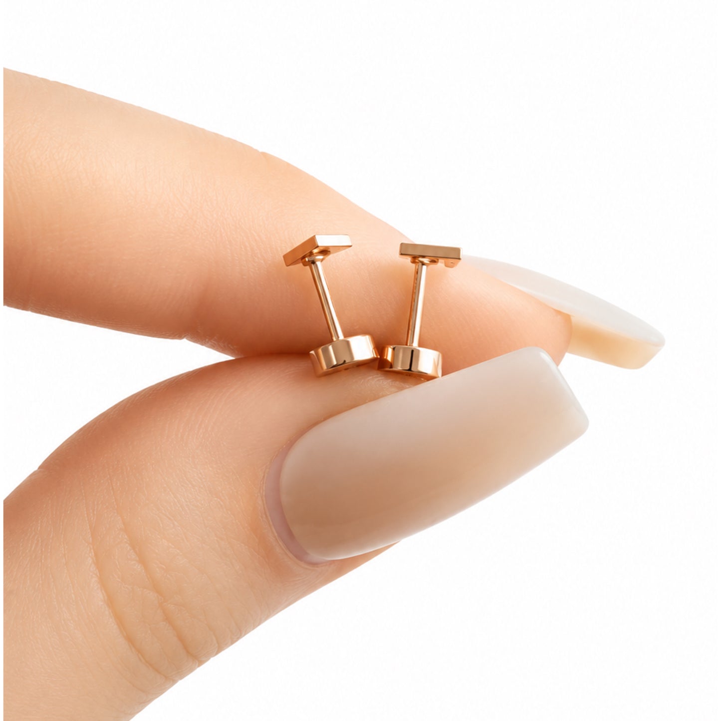 Rose Gold Triangle Flat Back Stud Earrings