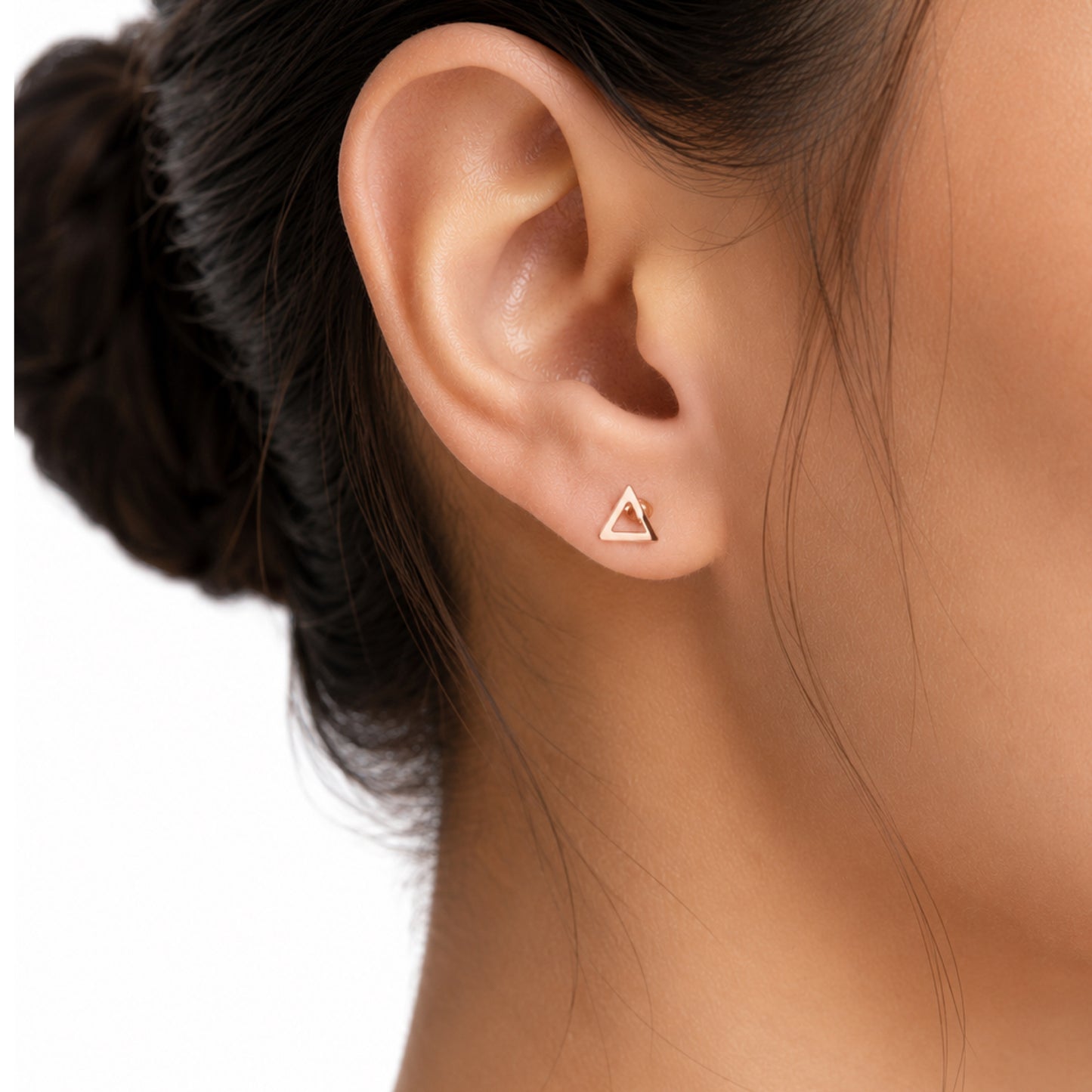 Rose Gold Triangle Flat Back Stud Earrings