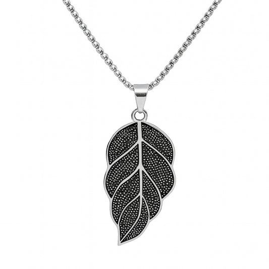 Silver Leaf Pendant Necklace | 20” Stainless Steel Chain | Boho Nature Jewelry