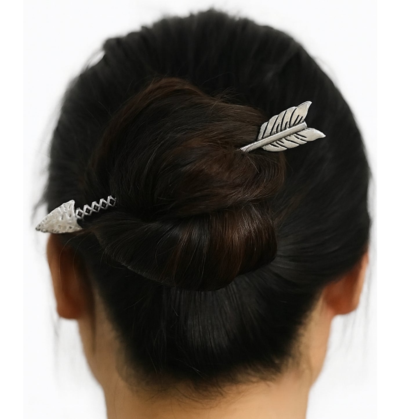 Silver Arrow Hair Pin Stick 6” | Metal Hair Accessory | Boho Bun Holder