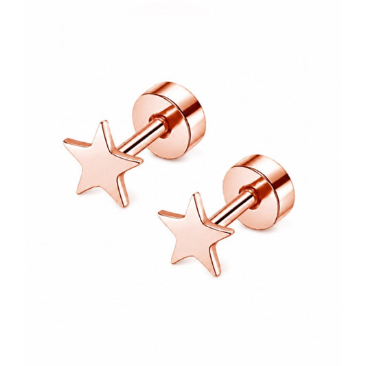 Rose Gold Star Flat Back Stud Earrings