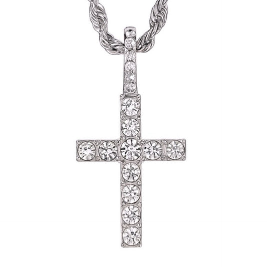 18K White Gold Plated Stainless Steel Rope Chain Necklace | 22” Chain