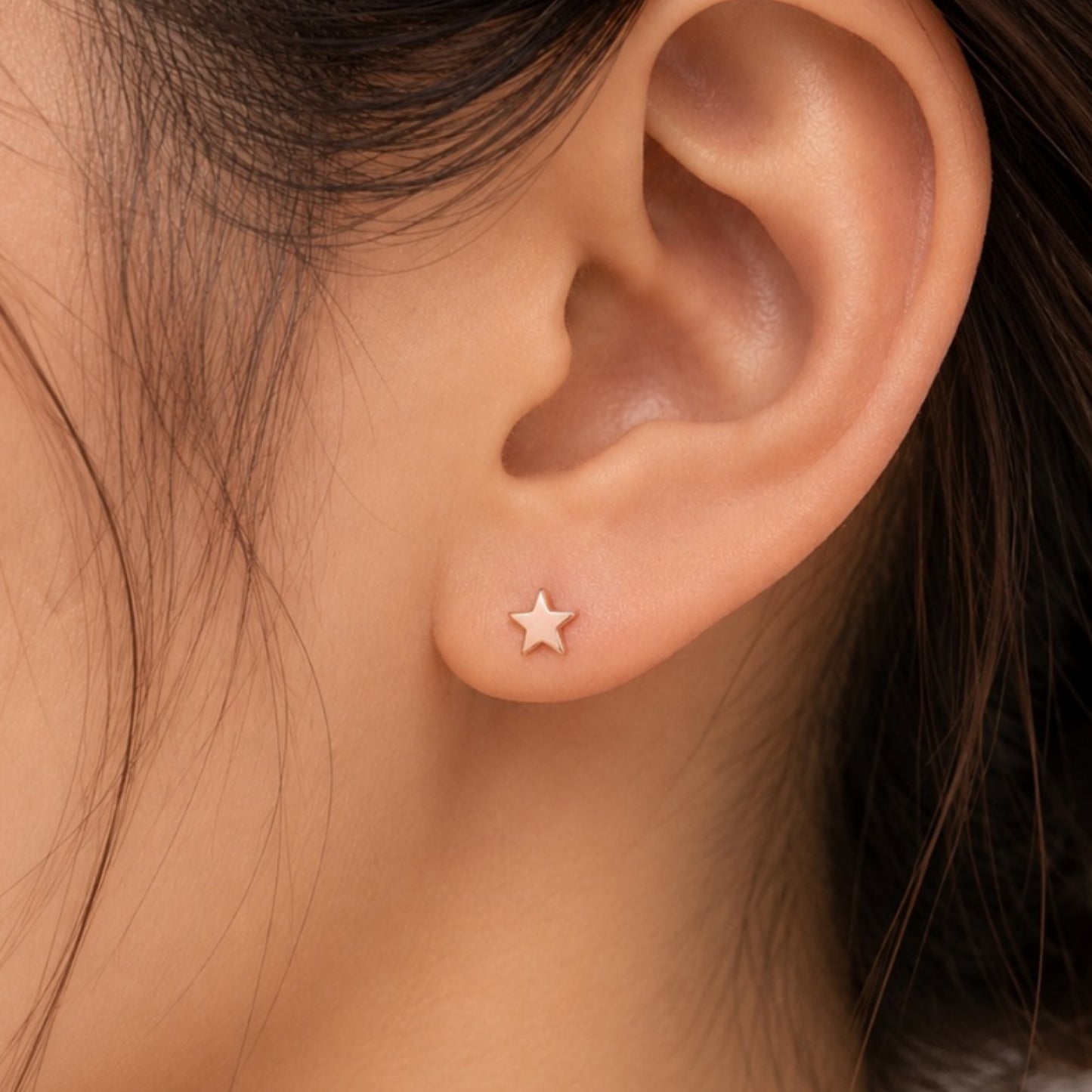Rose Gold Star Flat Back Stud Earrings