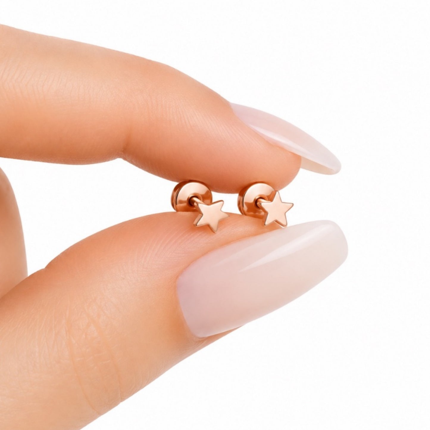 Rose Gold Star Flat Back Stud Earrings