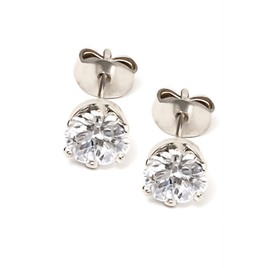 Stainless Steel 6mm Cubic Zirconia Stud Earrings | Hypoallergenic Everyday Jewelry