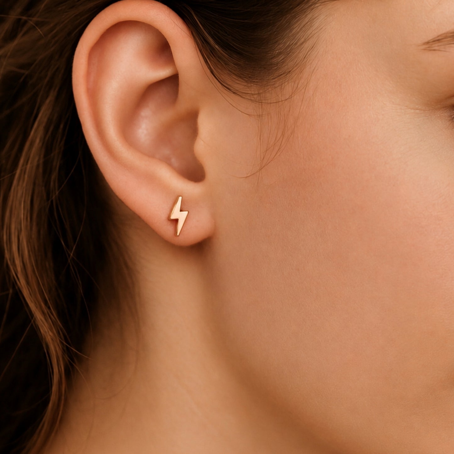 Rose Gold Lightning Bolt Flat Back Stud Earrings