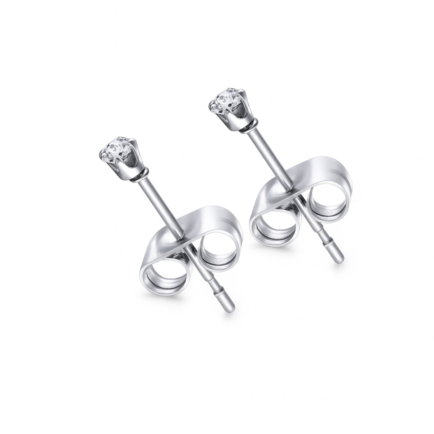 2mm CZ Stud Earrings | Stainless Steel Hypoallergenic Minimalist Everyday