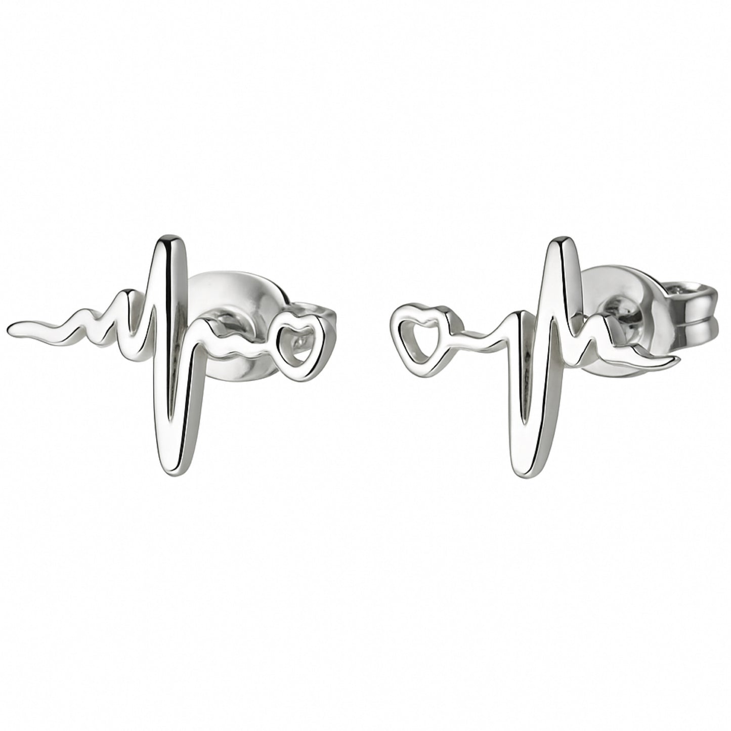 Stainless Steel Heartbeat Heart Stud Earrings | Minimalist Everyday Jewelry