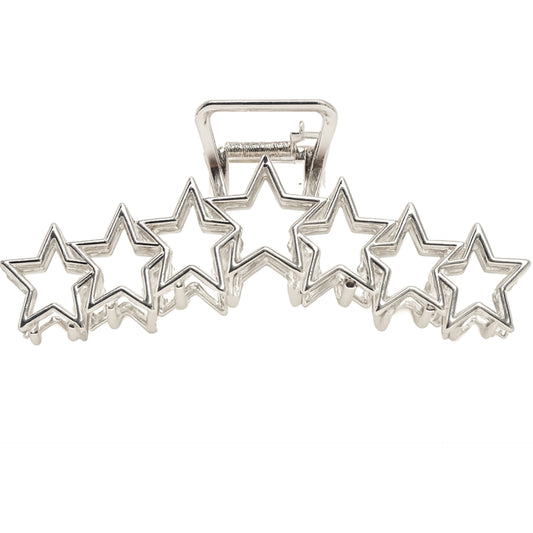 Silver Star Hair Claw Clip | Large 4.5” Metal Hair Accessory | Celestial Star Barrette