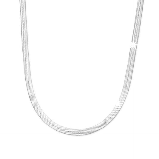 20” Silver Herringbone Chain Necklace | 2mm Wide Flat Stainless Steel Snake Chain
