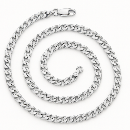 Stainless Steel Cuban Link Chain Necklace 24” | 7.5mm Wide Silver Curb Chain for Men