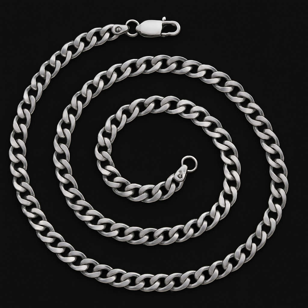 Stainless Steel Cuban Link Chain Necklace – 24” 7.5mm Silver