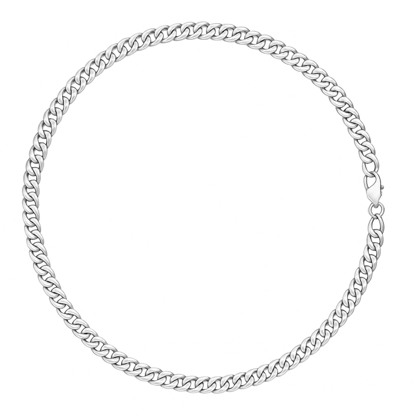Silver Cuban Link Chain Necklace - 24” Stainless Steel Chain