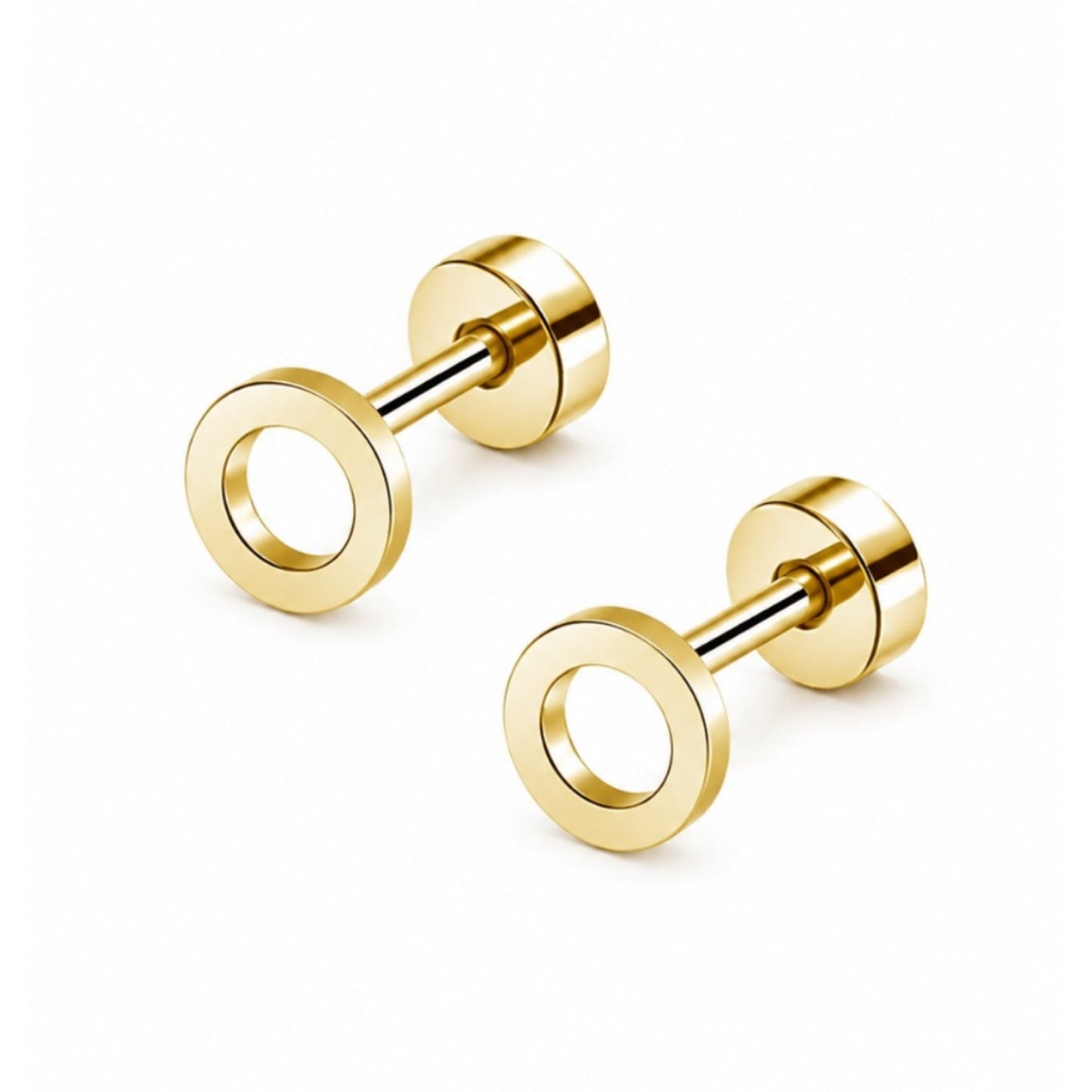 Gold Circle Flat Back Stud Earrings