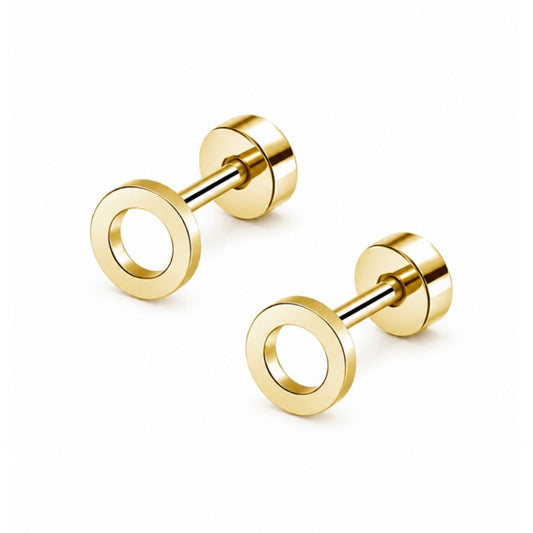 Gold Circle Flat Back Stud Earrings
