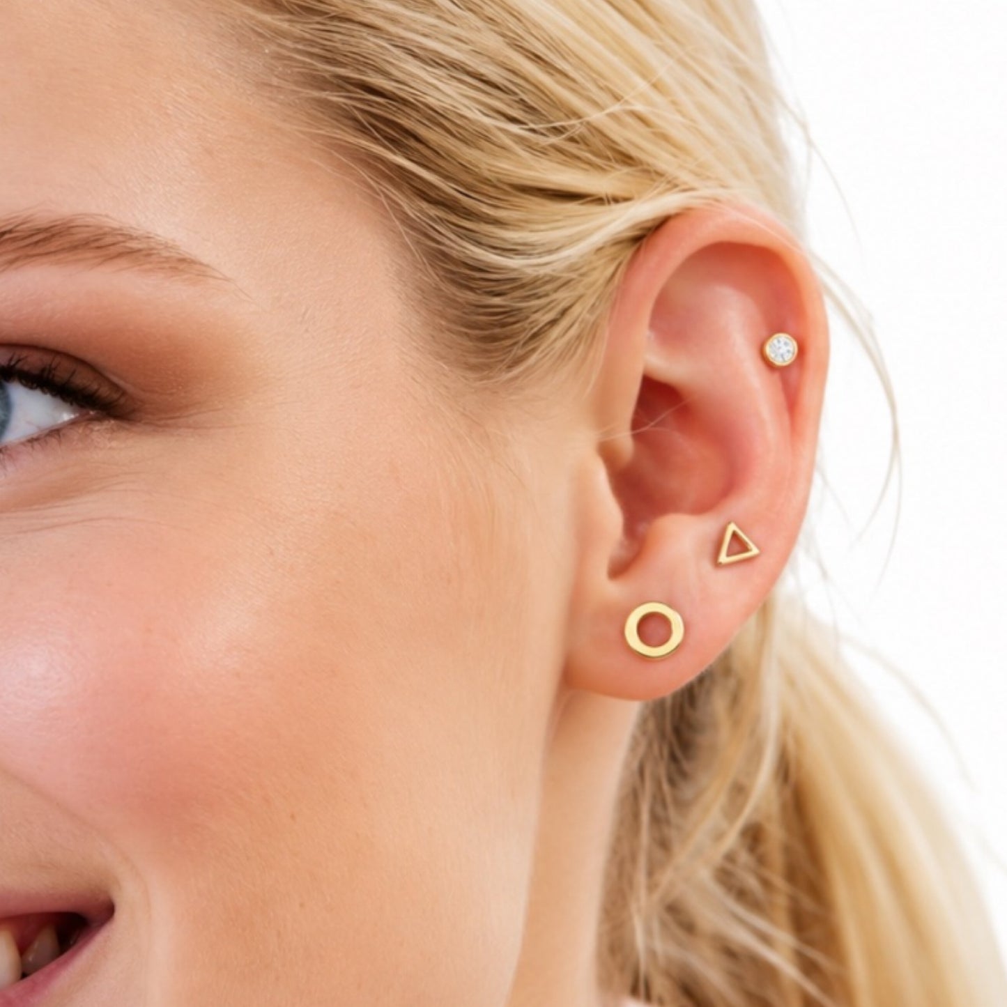 Gold Circle Flat Back Stud Earrings