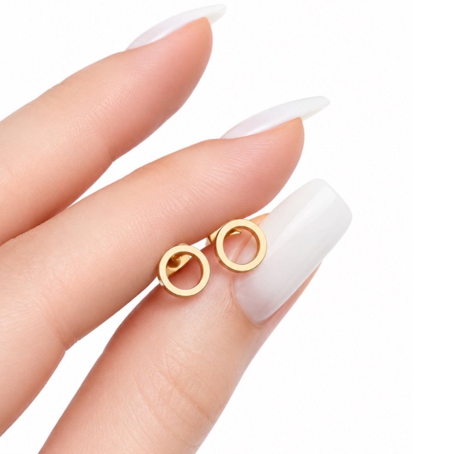 Gold Circle Flat Back Stud Earrings