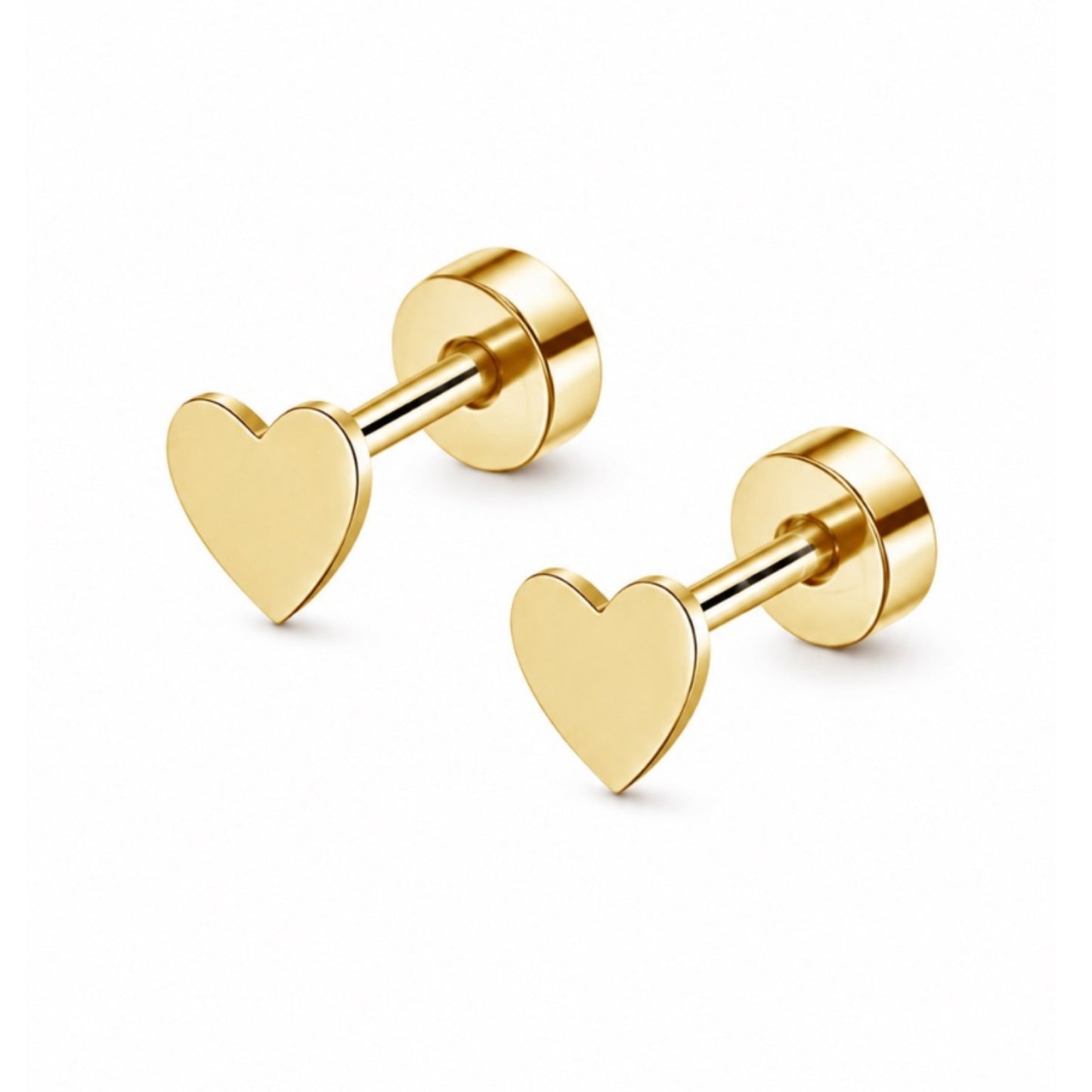 Tiny Gold Heart Flat Back Stud Earrings