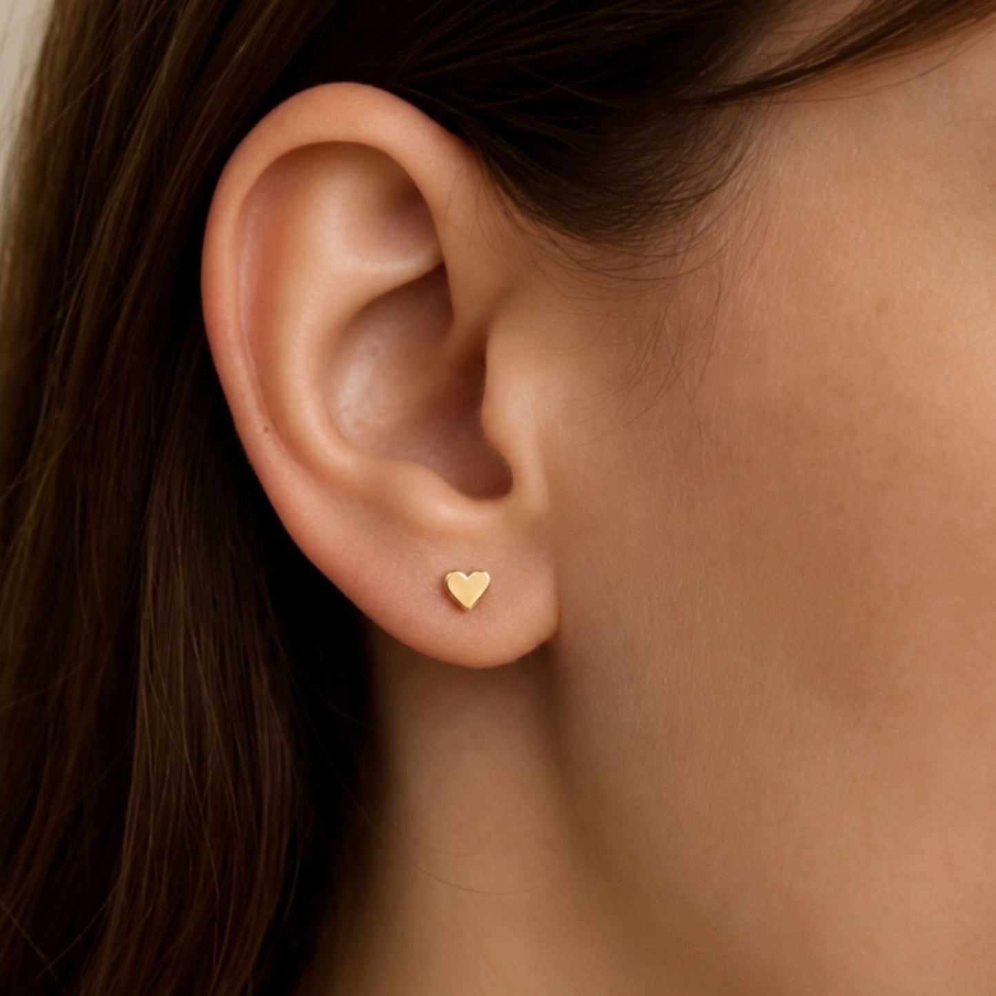 Tiny Gold Heart Flat Back Stud Earrings