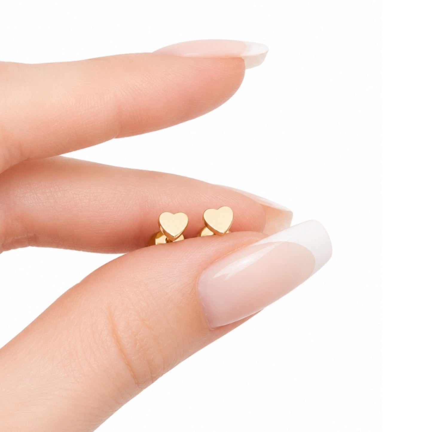 Tiny Gold Heart Flat Back Stud Earrings