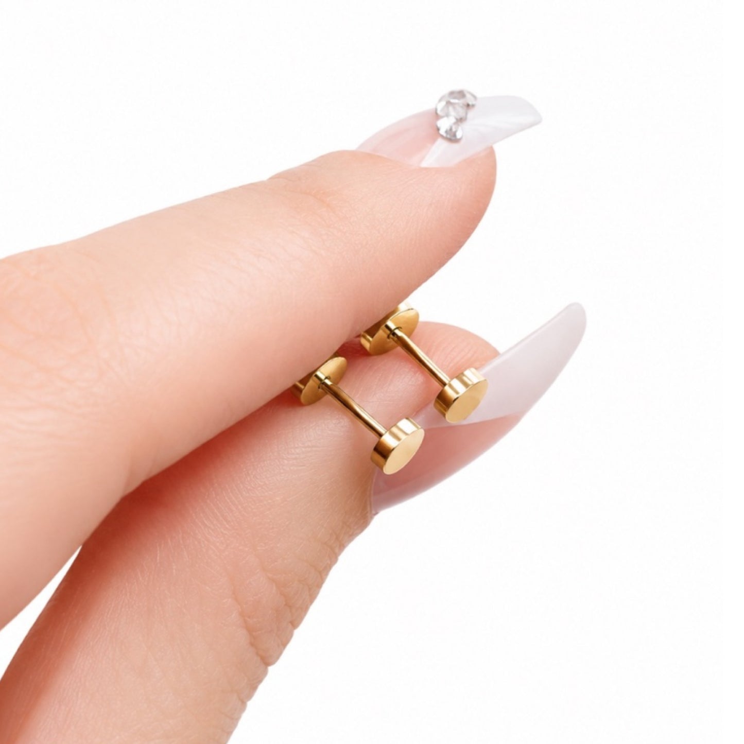 Tiny Gold Heart Flat Back Stud Earrings