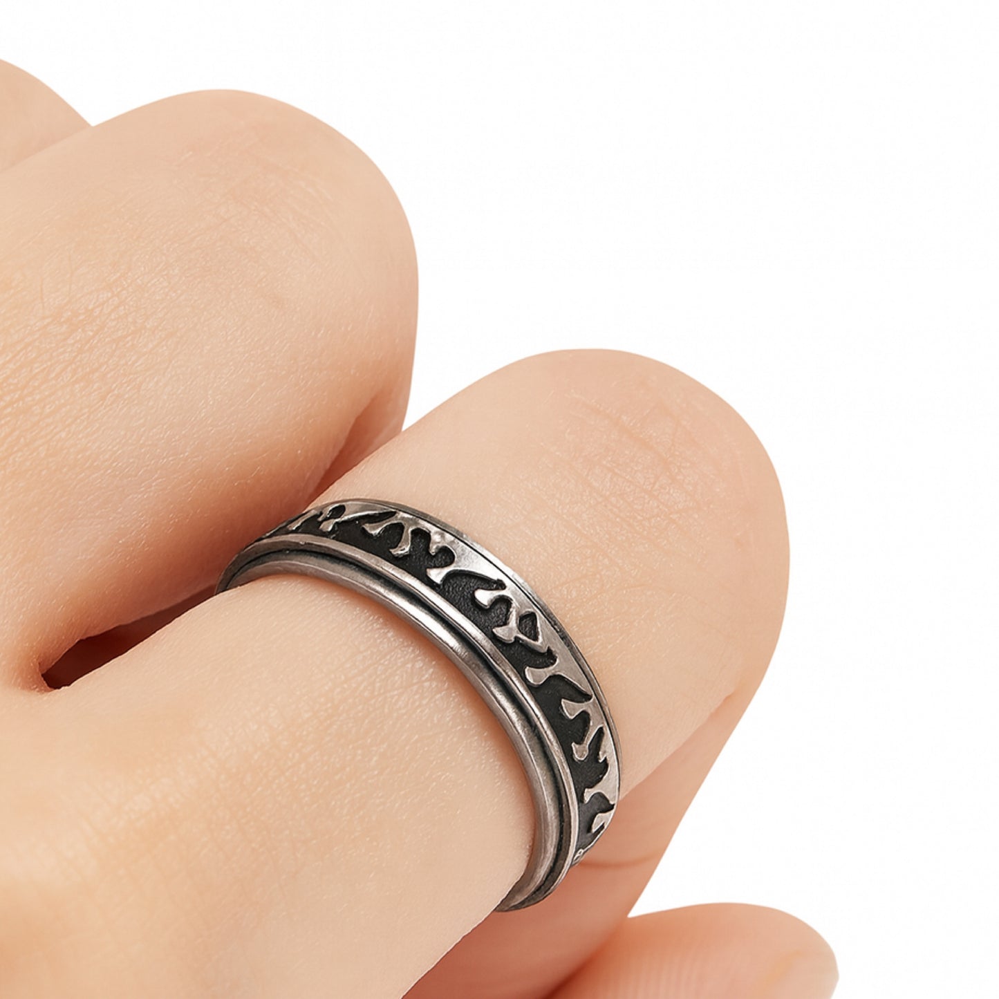 Spinner Ring | Stainless Steel Flame Fidget Band | Anxiety Stress Relief