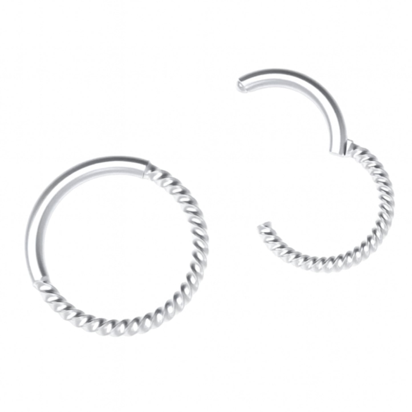16G 8mm Twisted Hoop Earring | Septum Tragus Cartilage Helix Ring Stainless Steel