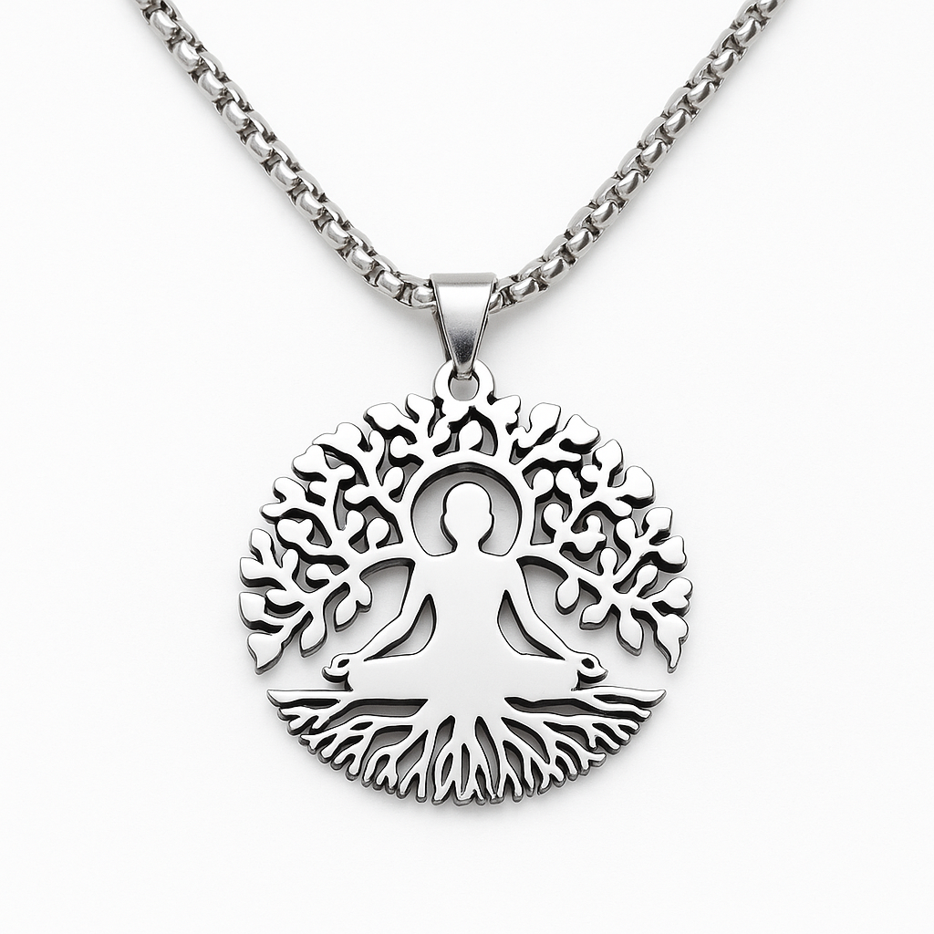 Tree of Life Meditation Pendant Necklace – 24” Box Chain