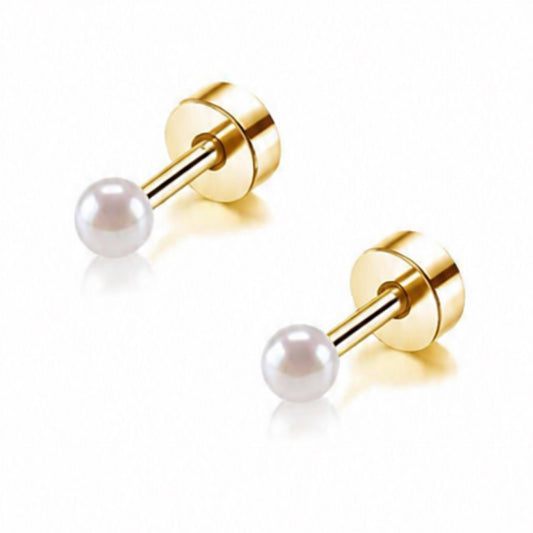Tiny Faux Pearl Flat Back Stud Earrings – 3mm