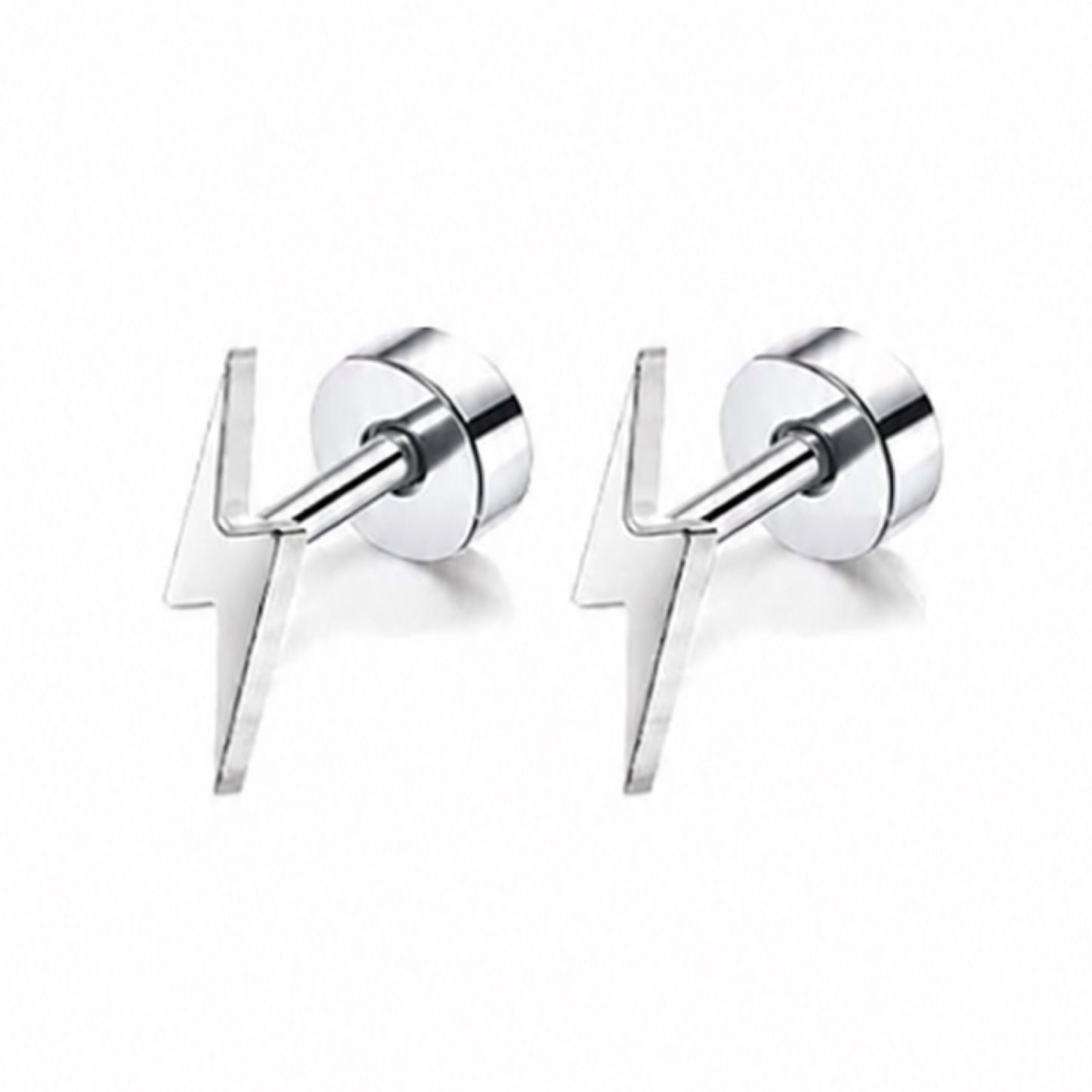 Tiny Lightning Bolt Flat Back Stud Earrings