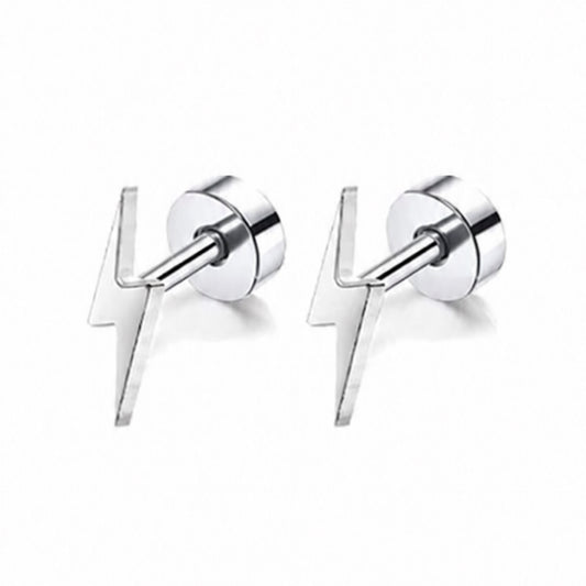 Tiny Lightning Bolt Flat Back Stud Earrings