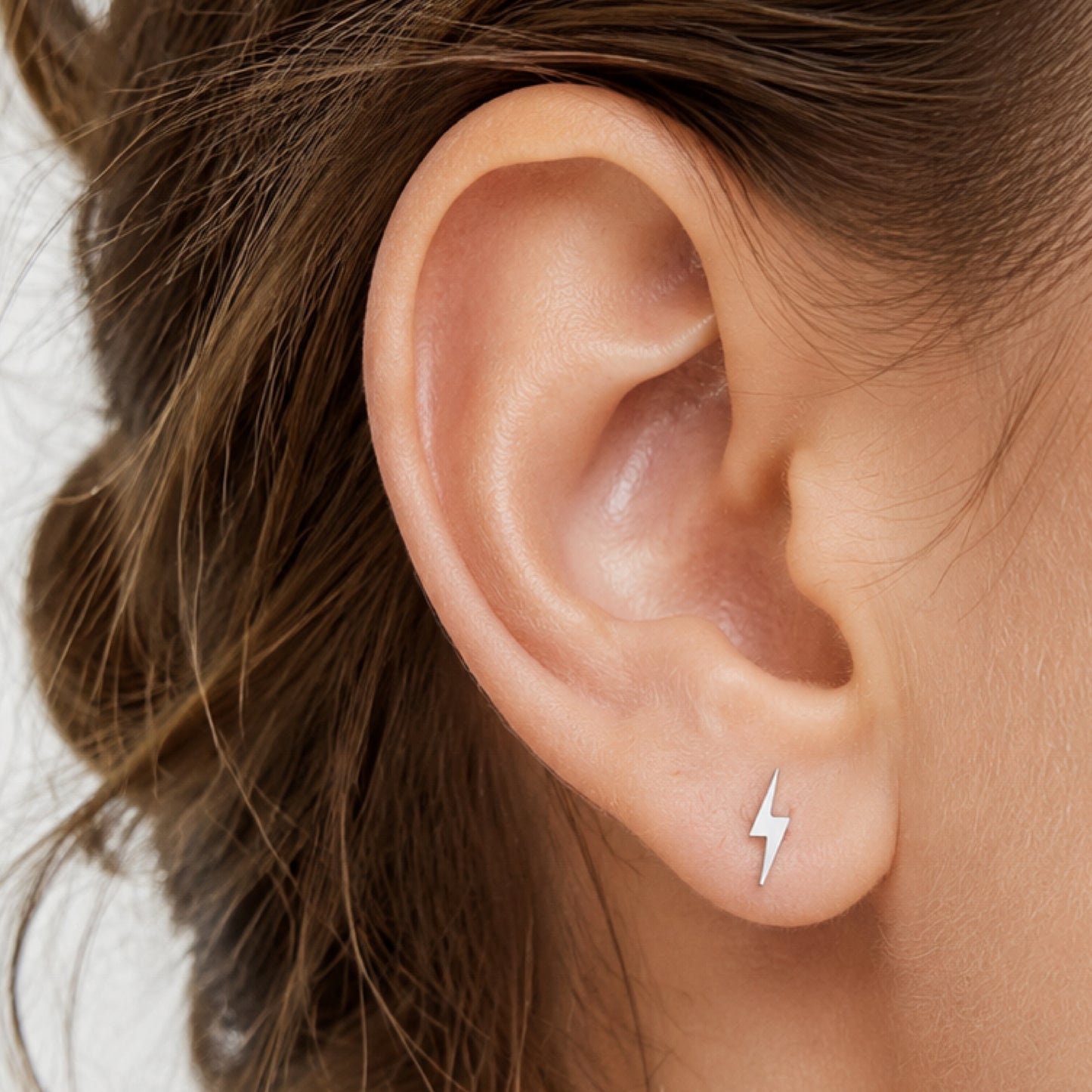 Tiny Lightning Bolt Flat Back Stud Earrings