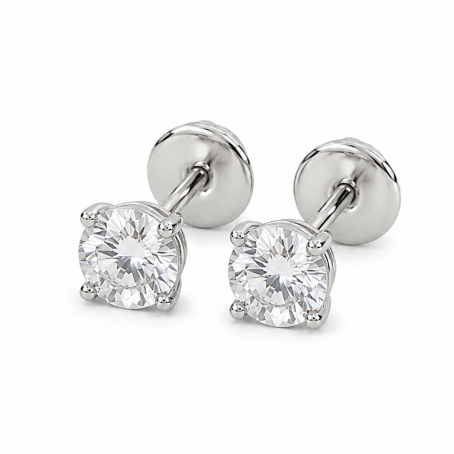 Clear CZ Flat Back Stud Earrings