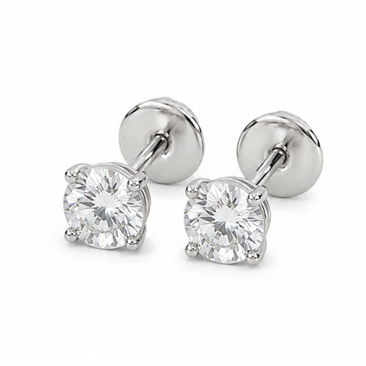 Clear CZ Flat Back Stud Earrings
