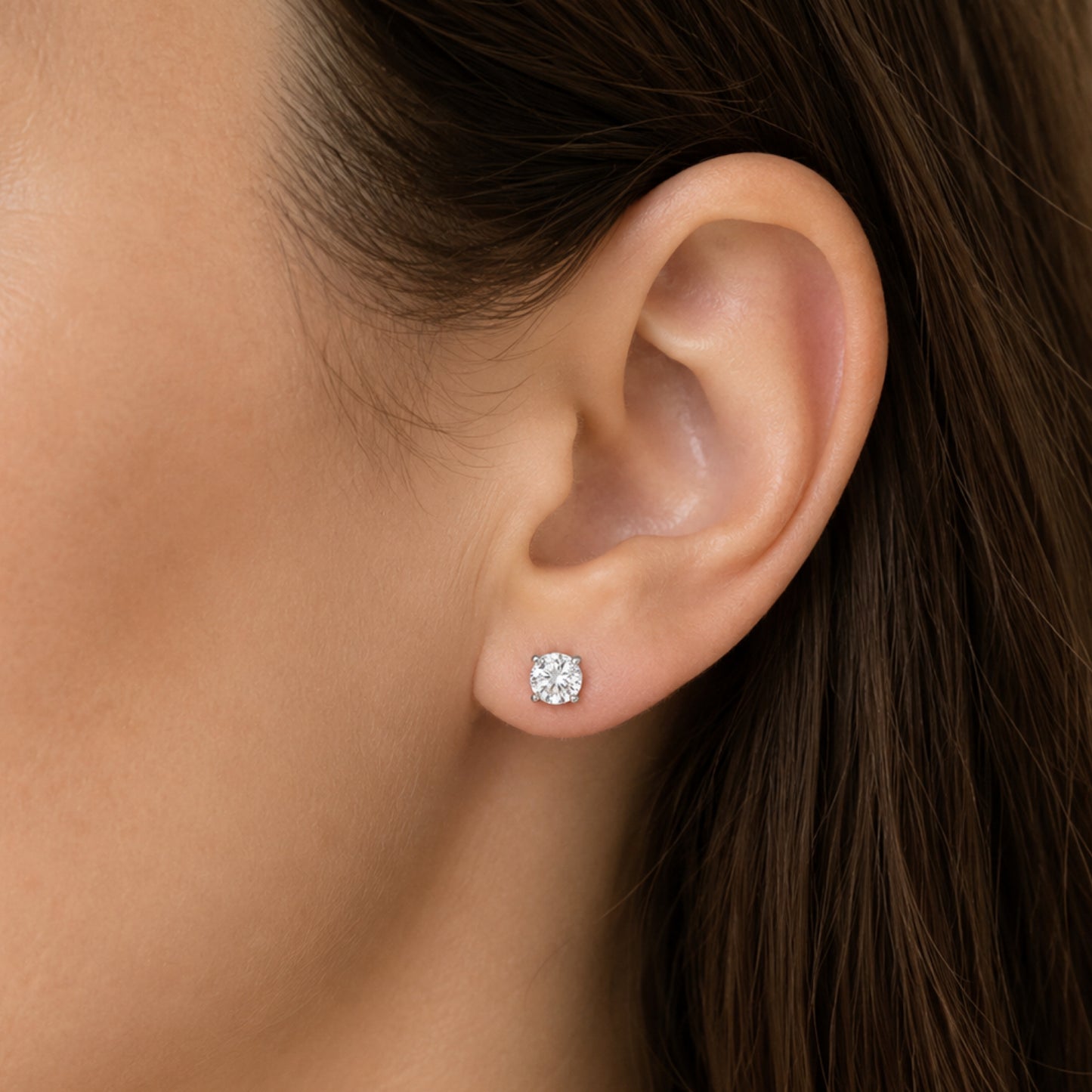 Clear CZ Flat Back Stud Earrings
