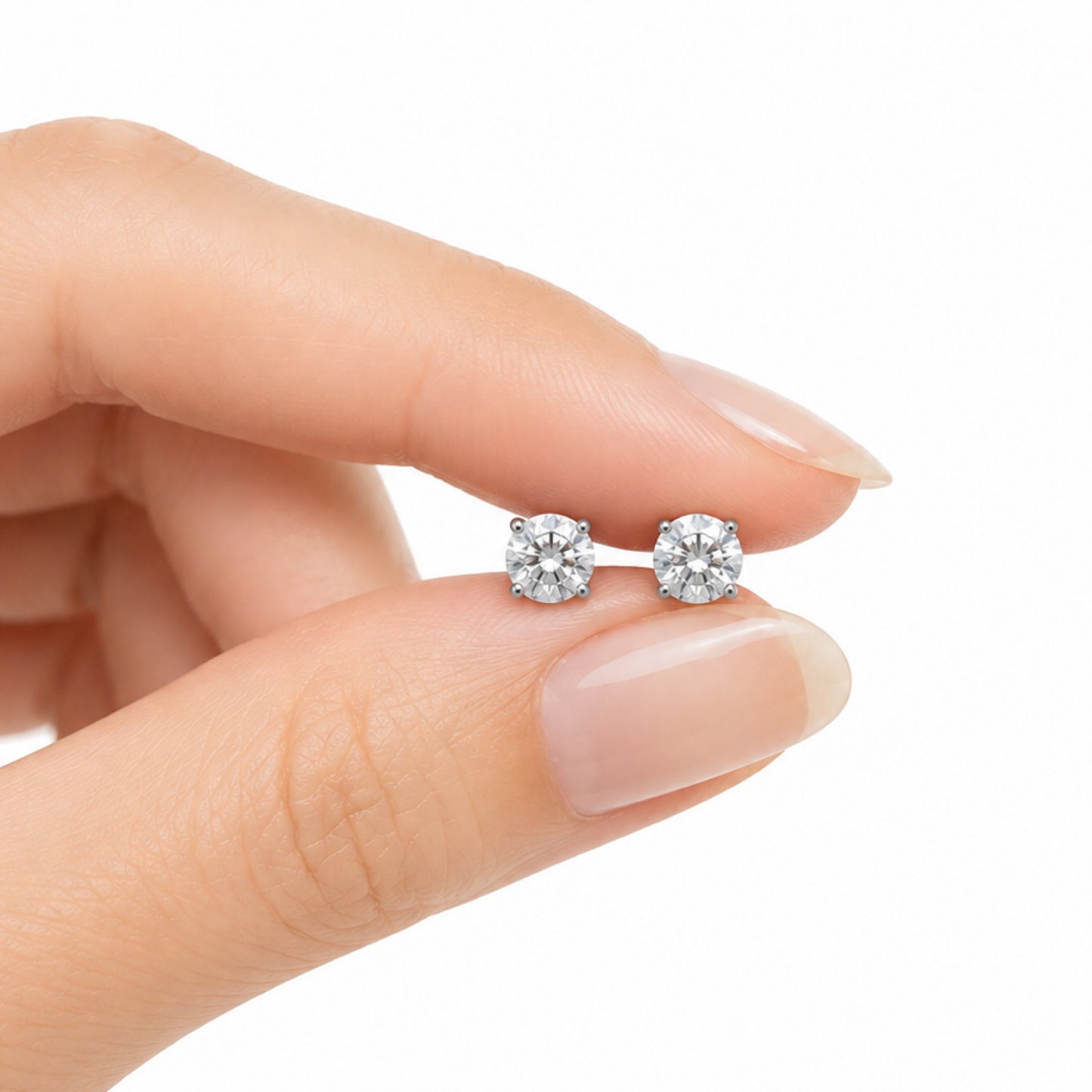 Clear CZ Flat Back Stud Earrings