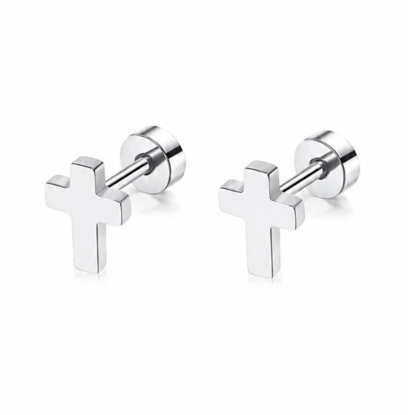 Tiny Cross Flat Back Stud Earrings