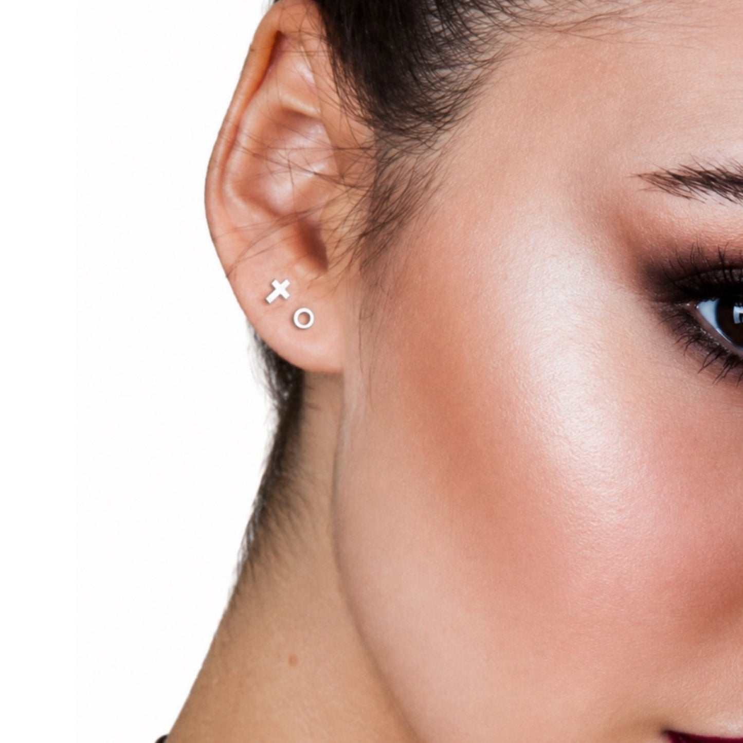 Tiny Cross Flat Back Stud Earrings