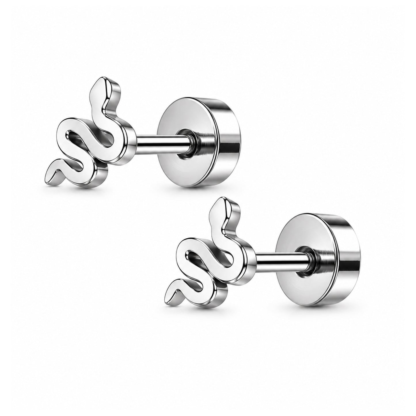 Tiny Snake Flat Back Stud Earrings