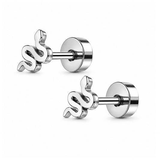 Tiny Snake Flat Back Stud Earrings