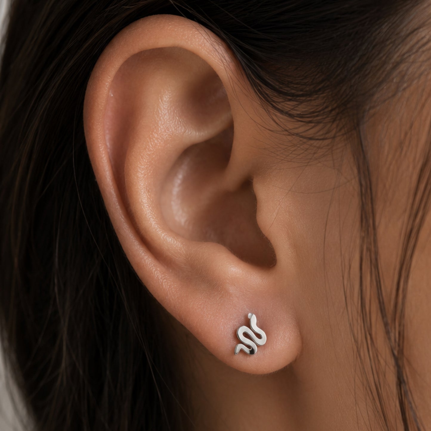 Tiny Snake Flat Back Stud Earrings