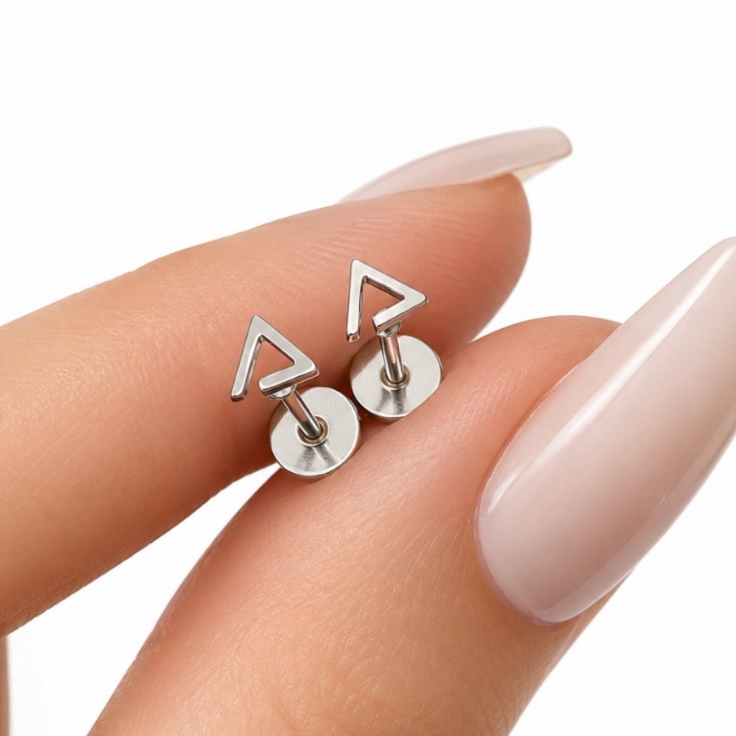Tiny Triangle Flat Back Stud Earrings