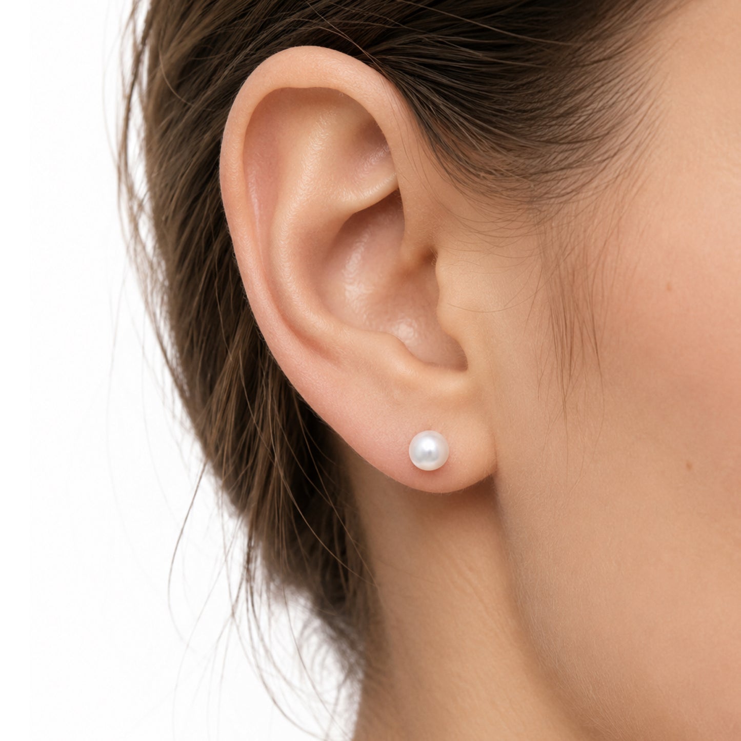 Pearl Flat Back Stud Earrings 4mm
