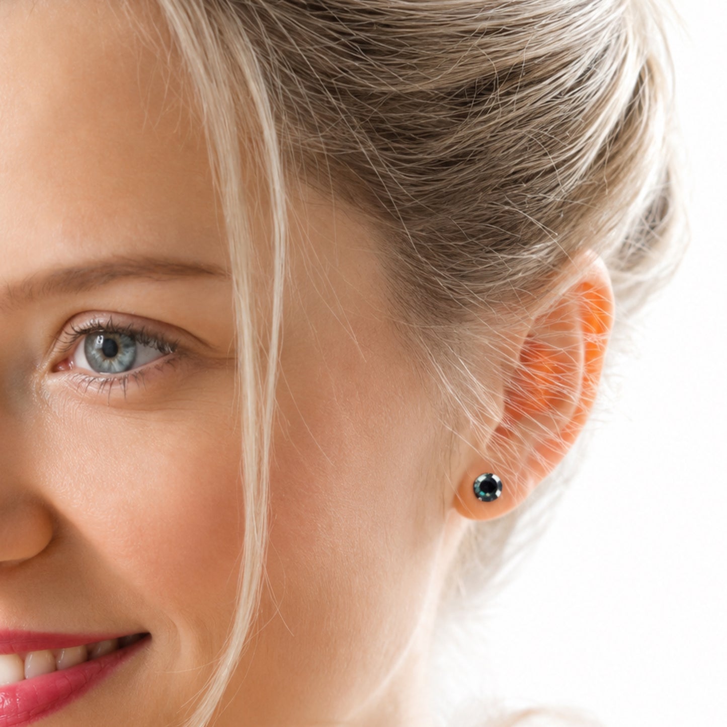 Rainbow CZ Flat Back Stud Earrings