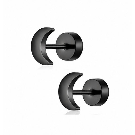 Black Moon Flat Back Stud Earrings