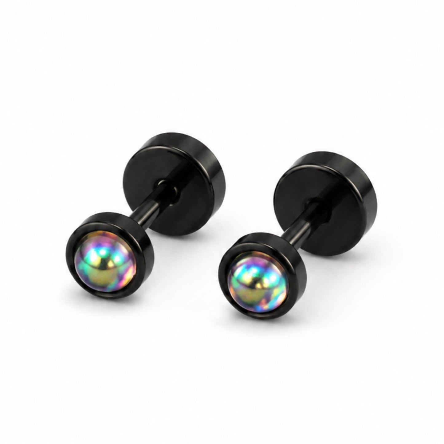 Tiny Iridescent Flat Back Stud Earrings