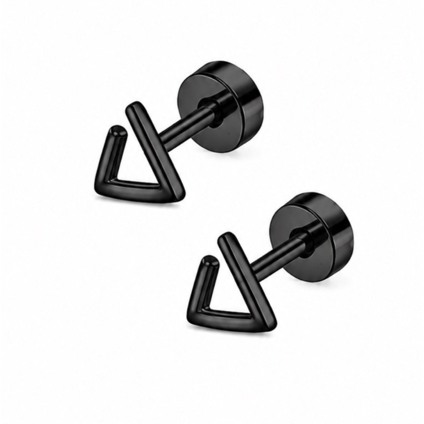 Tiny Black Triangle Flat Back Stud Earrings